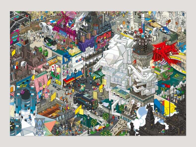 Paris, Pixorama Pixelkunst-Poster | Von eBoy