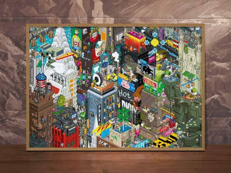 New York, Pixorama Pixelkunst-Poster Von eBoy