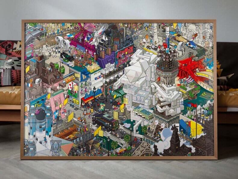 Paris, Pixorama Pixelkunst-Poster | Von eBoy